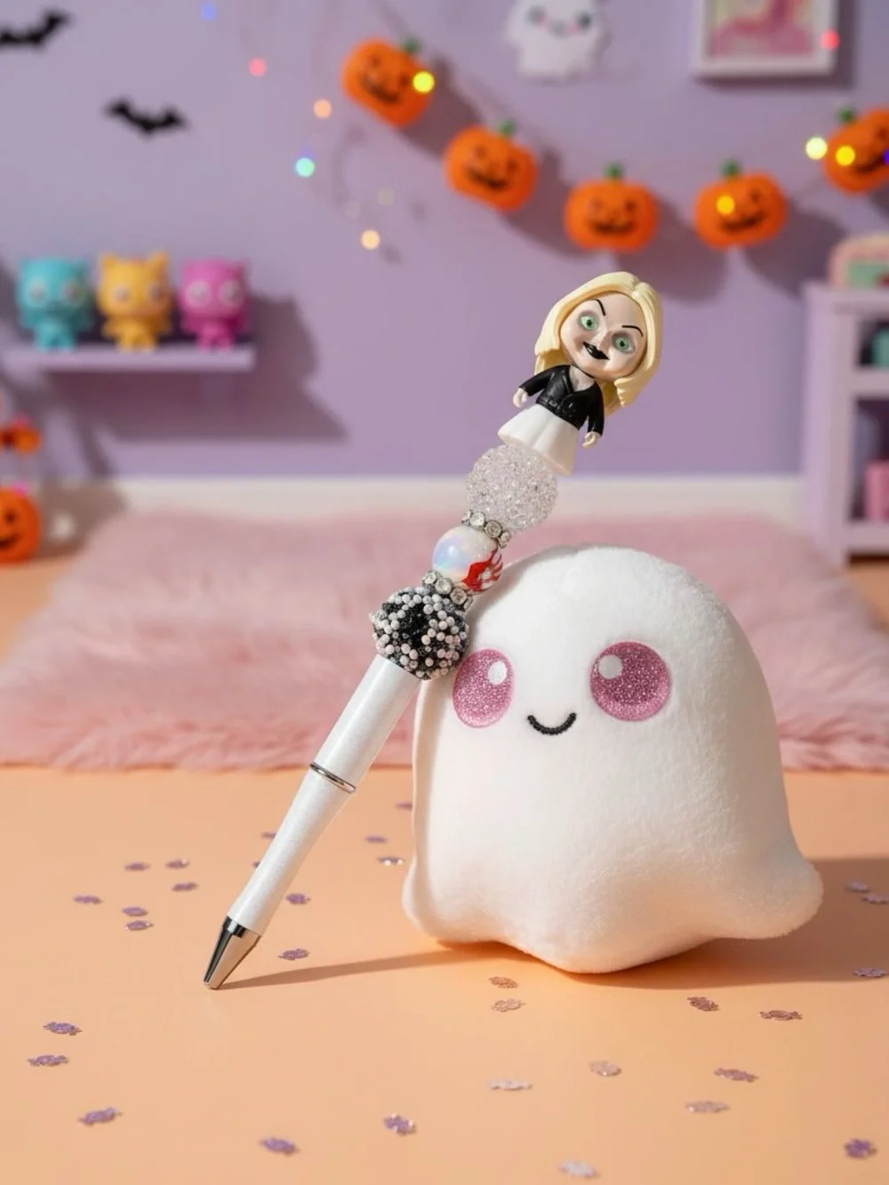 Beaded Tiffany Pen - White & Black